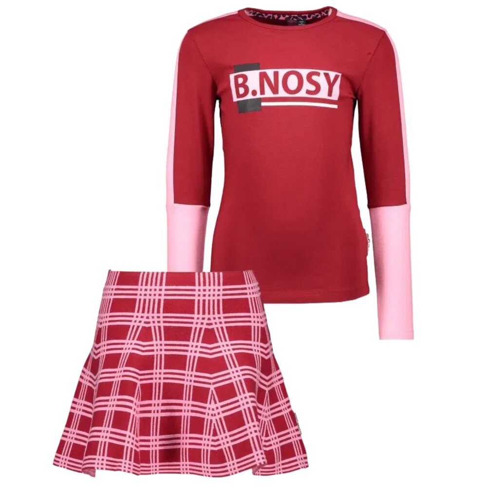 NWT B.Nosy ink t-shirt and Red plaid skirt set